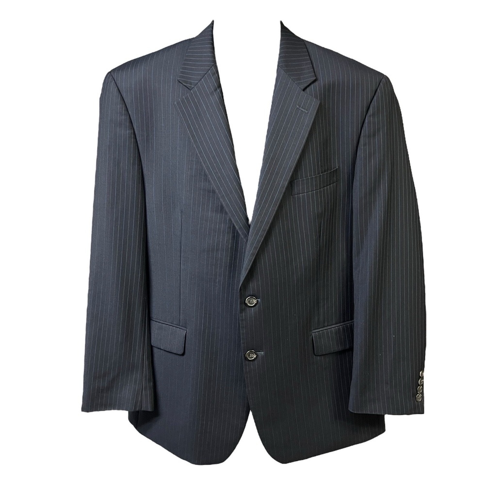 LAUREN Ralph Lauren Sport Coat Blue Pinstripe Mens Size 44R 2-Button Wool Macy's